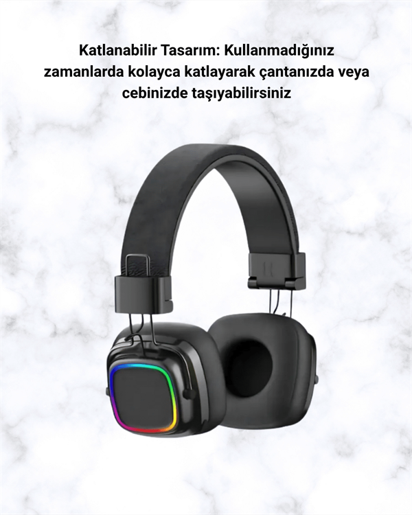 Renkli Işık Efektli Bluetooth 5.3 Müzik Kulaklığı