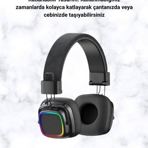 RGB Işıklı Katlanabilir Bluetooth 5.3 Kulak Üstü Kulaklık