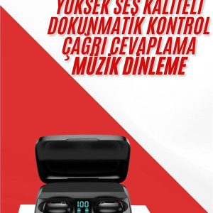 Kablosuz Bluetooth Kulaklık Android ve İOS Uyumlu Led Göstergeli Powerbankli