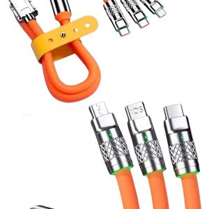Çoklu Şarj Kablosu USB Type-C İOS Uyumlu 120W Hızlı Şarj Kablosu