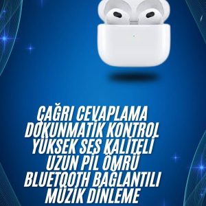 3.Nesil İOS Android Uyumlu Bluetooth 5.0 Beyaz Çağrı Cevaplama