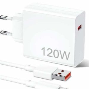 120W Şarj Aleti Hızlı Çift Turbo Şarj Aleti Seti Beyaz