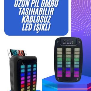 Taşınabilir 6.5 inç LED Bluetooth Kareoke Hoparlör RGB Işıklı Radyolu