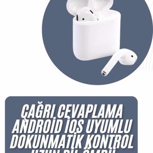 2025 Model Çağrı Cevaplayabilen Bluetooth Kulaklık Beyaz Dokunmatik Kontrol