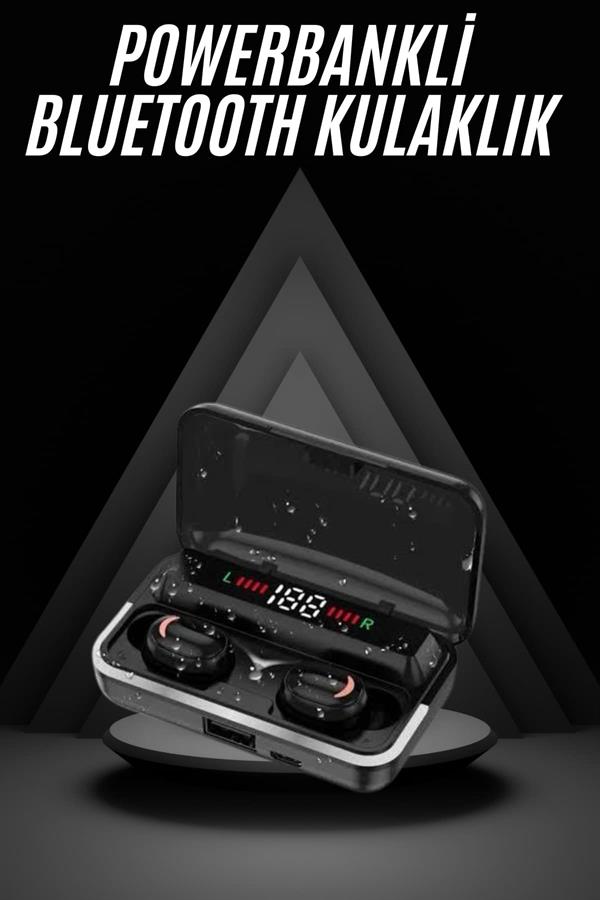 Bluetooth Kulaklık Dijital Şarj Göstergeli Powerbankli Bass Özellikli Kablosuz Kulakiçi 5.1 Mikrofonlu