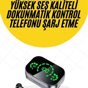 Kablosuz Bluetooth Kulaklık Çift Telefon Destekli Powerbankli Dijital Göstergeli