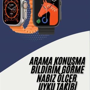 Akıllı Saat Kordon Hediyeli Güçlü Batarya Kapasiteli Titreşimli Bildirim Görme Unisex