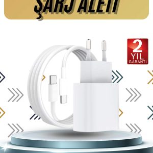 15/Pro/Pro Max 20W İOS Uyumlu Hızlı Şarj Aleti Adaptörlü Beyaz