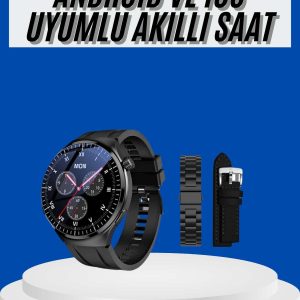 Amoled Ekran Akıllı Saat Üç Kordonlu İOS Android Uyumlu