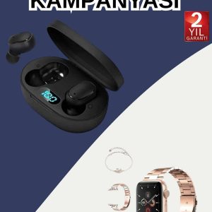 Nabız Ölçer Hediye Bileklikli Akıllı Saat ve Dijital Göstergeli Bluetooth Kulaklık Çoklu Şarj Girişi