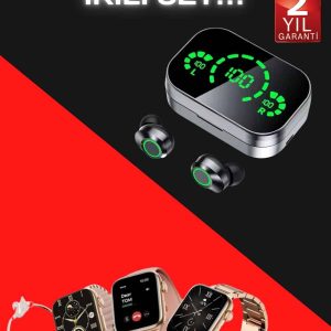 Yeni Nesil Kaliteli Akıllı Saat ve Kablosuz Bluetooth Kulaklık Yüksek Ses Kaliteli