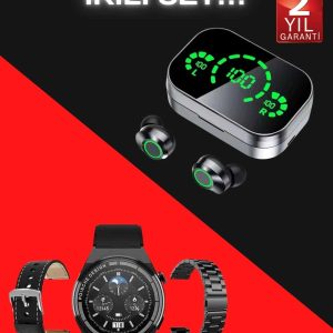 TWS Bluetooth Kulaklık ve Akıllı Saat Uyku Takibi Nabız Ölçer Uzun Pil Ömrü