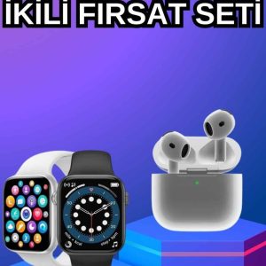 3.Nesil TWS Bluetooth Kulaklık ve Dokunmatik Ekran Akıllı Saat Sesli Görüşme