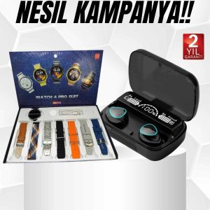 Ucuz Kaliteli Yeni Nesil 7 Kordonlu Akıllı Saat ve Kablosuz Bluetooth Kulaklık ANC Özelliği