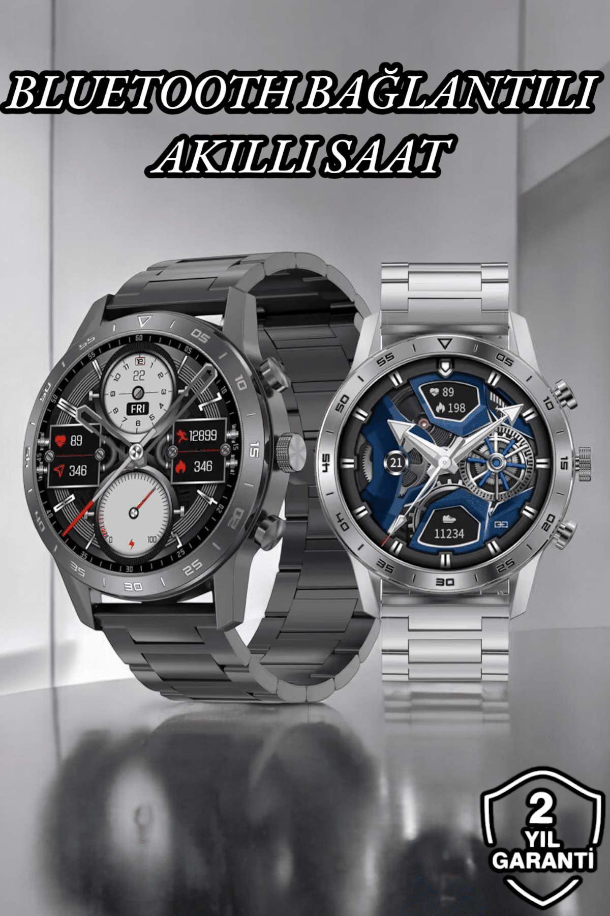 Suya Dayanıklı Dokunmatik Akıllı Saat Bluetooth 5.0 Sesli Asistan ve Sağlık Takibi