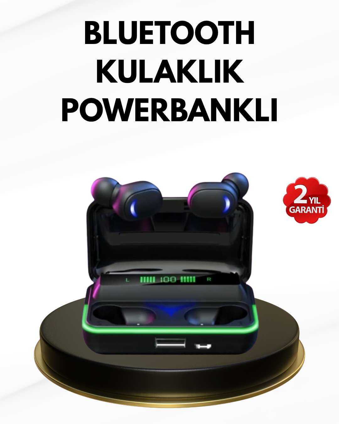 E10 Kablosuz Bluetooth Kulaklık – 3D Ses Powerbank Şarj Kutusu