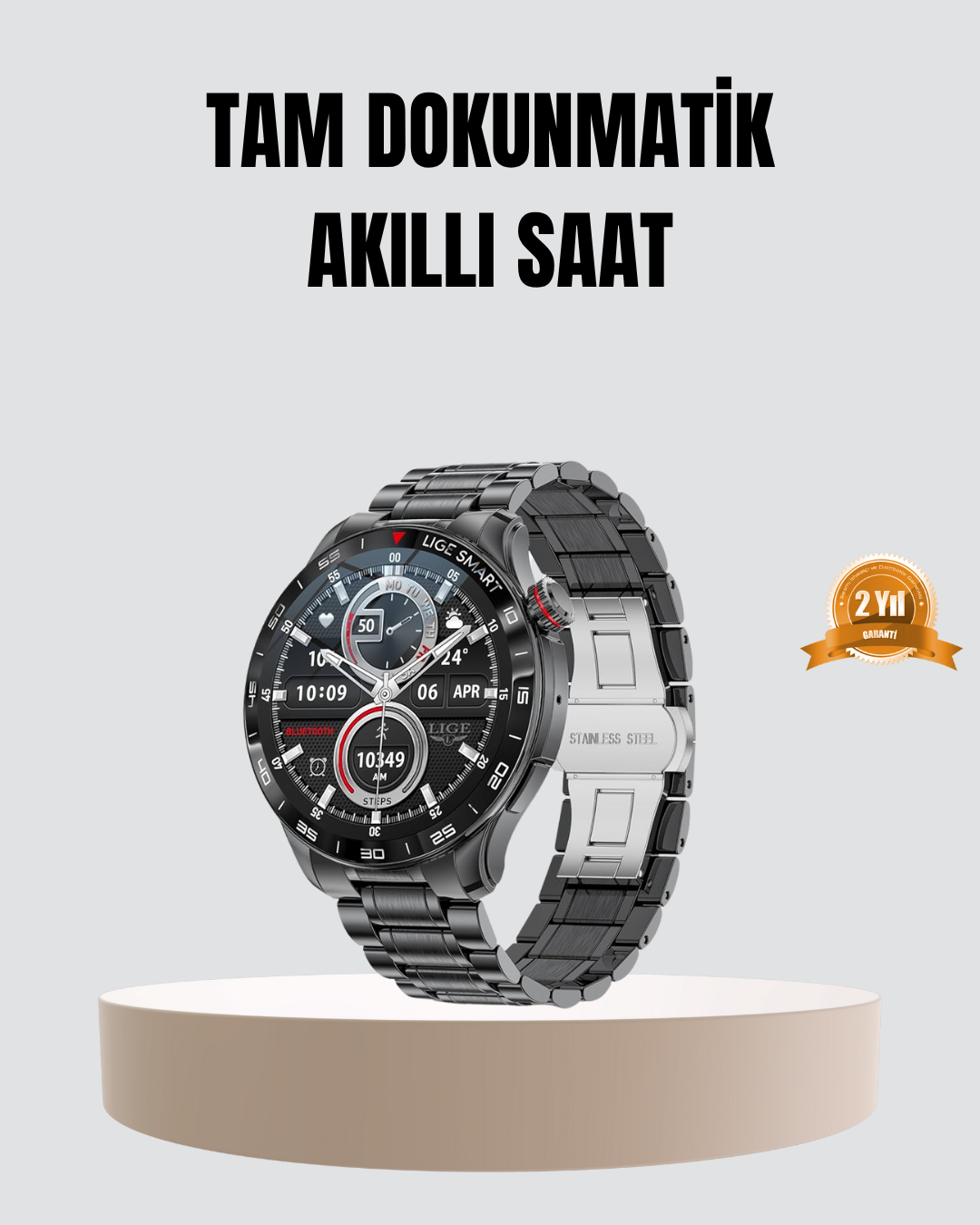 100mAh Şarjlı Akıllı Saat – Mesaj Bildirimi Müzik Kontrolü ve Ergonomik Tasarım