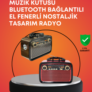 Nostaljik Radyo Görünümlü Bluetooth Hoparlör – FM/AM Yayın Kablosuz Bağlantı Şarj Edilebilir