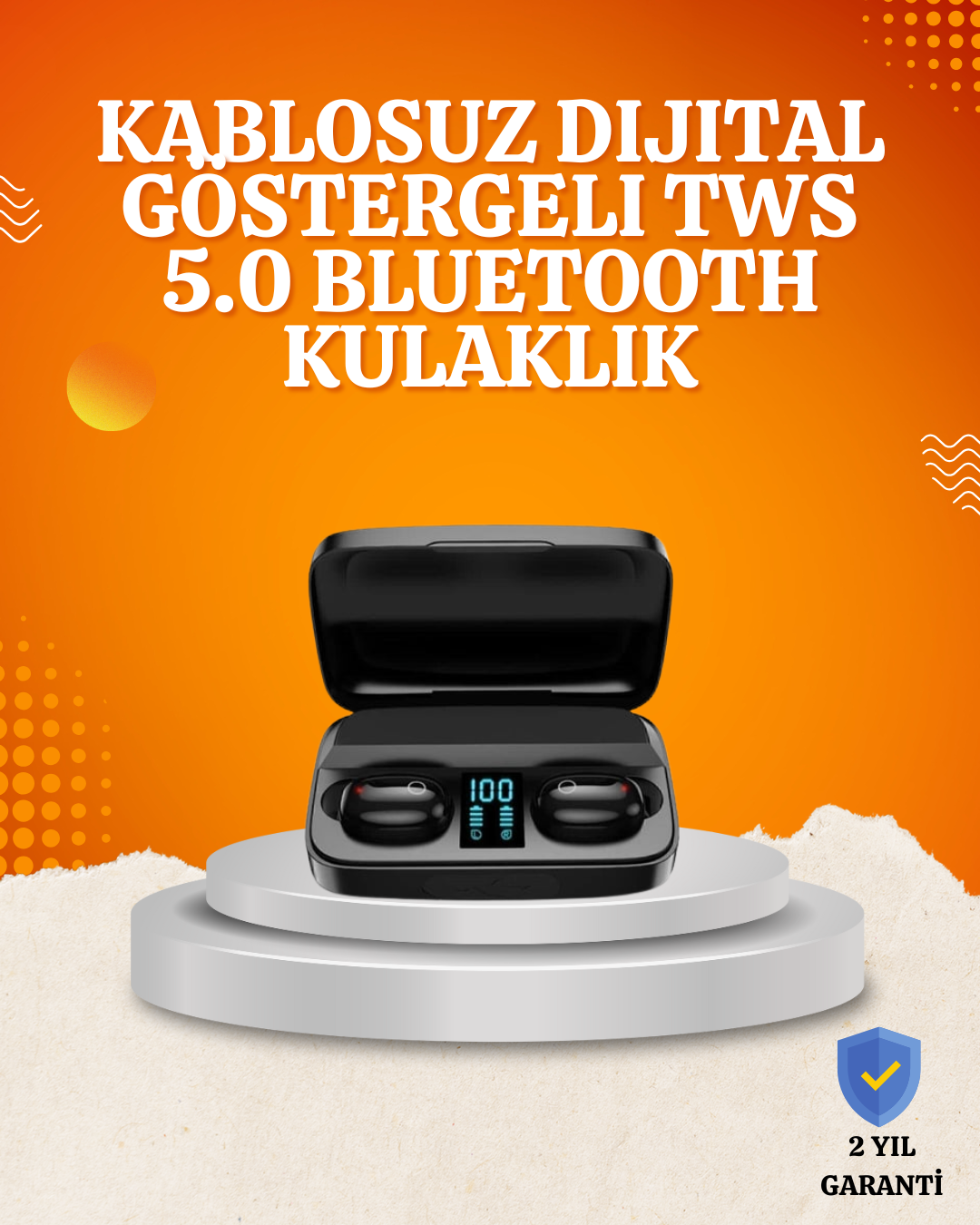 1800 mAh Güçlü Şarj Kutusu ile Bluetooth Kulaklık Seti