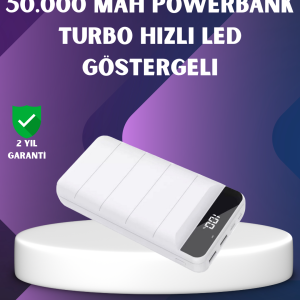 50000mAh Yüksek Kapasiteli Powerbank Hızlı Şarj ve LED Ekranlı