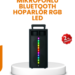Bluetooth Işıklı Hoparlör – 2x5W Güç | USB + TF Kart + FM Radyo | Siyah Renk (Kopya)