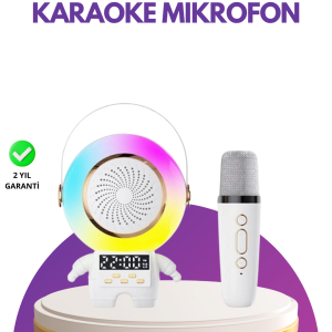 Karaoke Özellikli Astronot Bluetooth Hoparlör Kablosuz Mikrofonlu