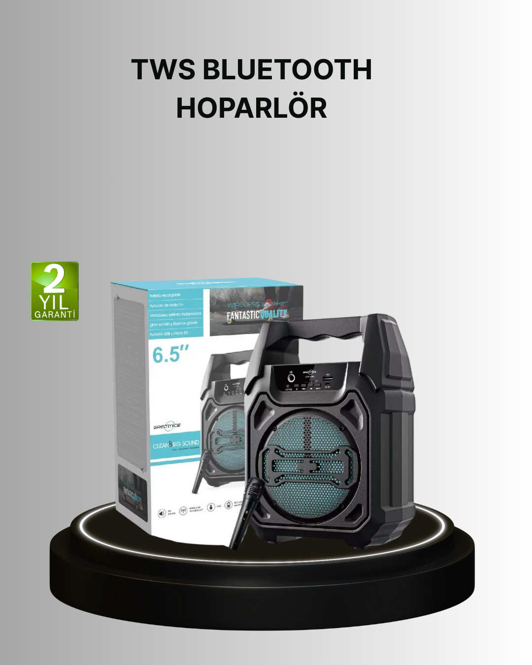 15W Güçlü Ses Çıkışlı Bluetooth Hoparlör FM Radyo ve Mikrofon Destekli