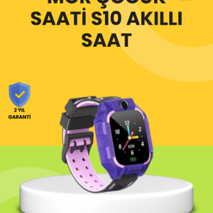S10 Akıllı Çocuk Saati Mor Tasarım Adımsayar ve Alarm Fonksiyonlu