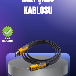 Evrensel Uyumluluklu Dayanıklı Metal Başlıklı Hızlı Şarj Kablosu