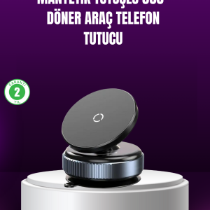 Araç İçi Manyetik Telefon Tutucu 360° Döner Vakumlu Stand