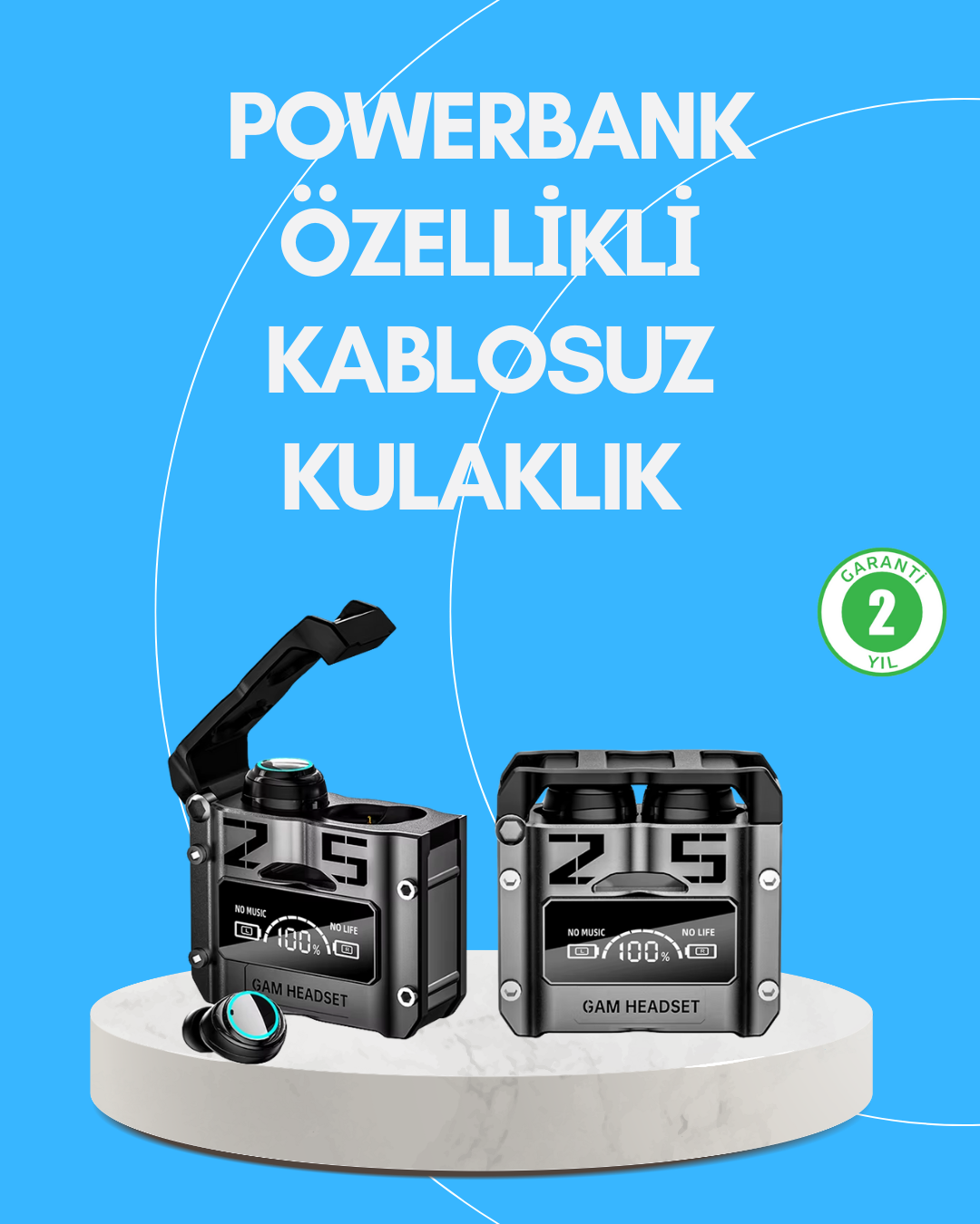 Şarj Kutulu Kablosuz Bluetooth Kulak İçi Spor Kulaklık