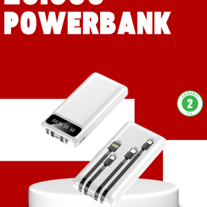 20.000mAh PD Powerbank LED Işık LCD Ekran Dahili Kablo Çoklu Giriş