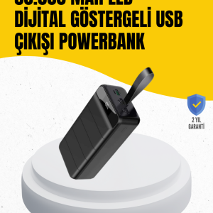 50.000 mAh Kapasiteli Powerbank – Hızlı Şarj Destekli 4 USB Portlu LED Işıklı Taşınabilir Enerji Deposu