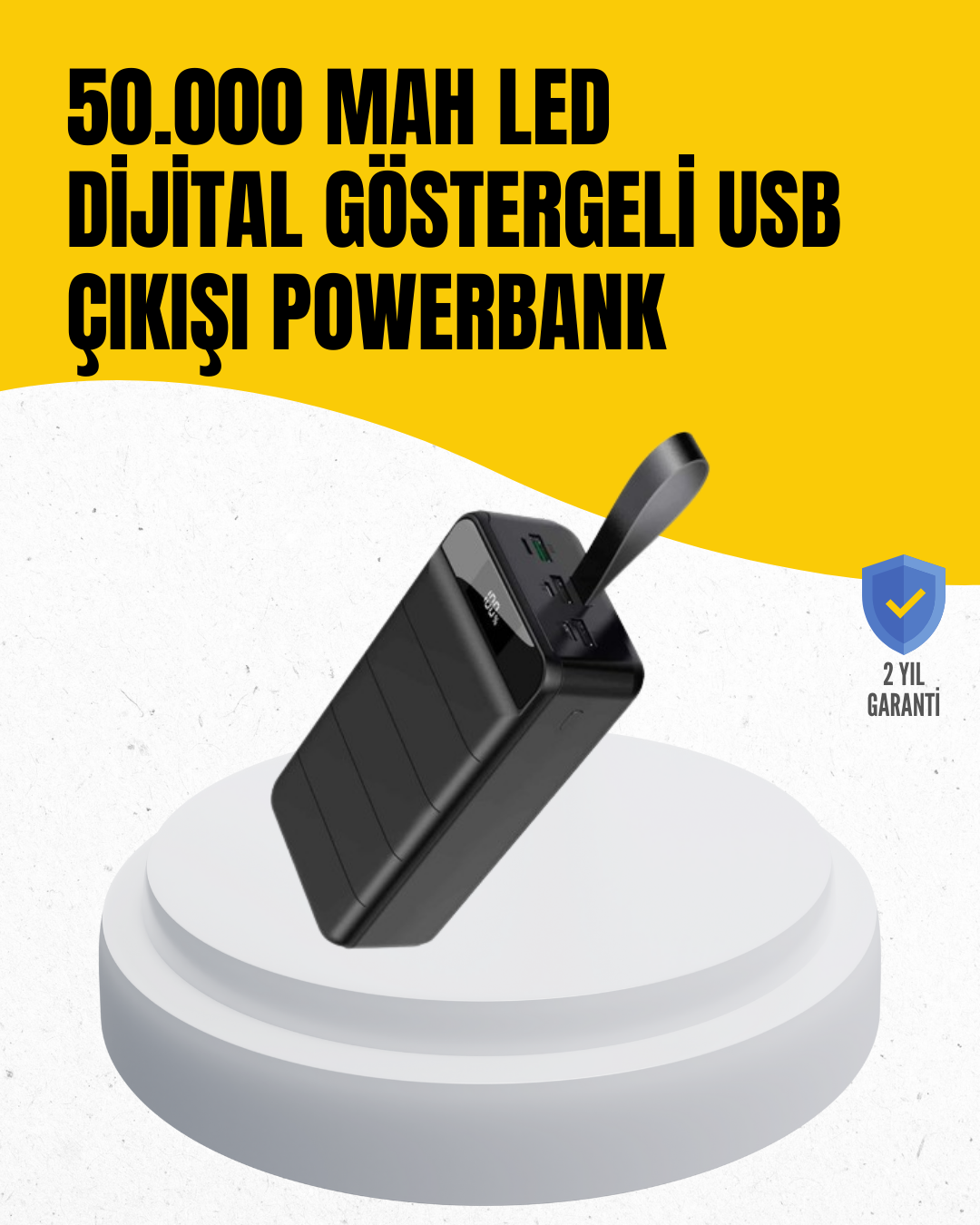 50.000 mAh Kapasiteli Powerbank – Hızlı Şarj Destekli 4 USB Portlu LED Işıklı Taşınabilir Enerji Deposu