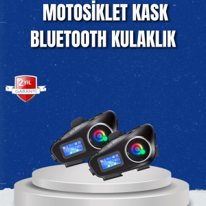 LCD Ekranlı Bluetooth Kask Kulaklığı FM Radyo ve SD Kart Girişli