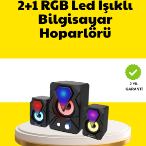 2.1 USB Bağlantılı Oyun Hoparlörü Renkli LED Işıklı