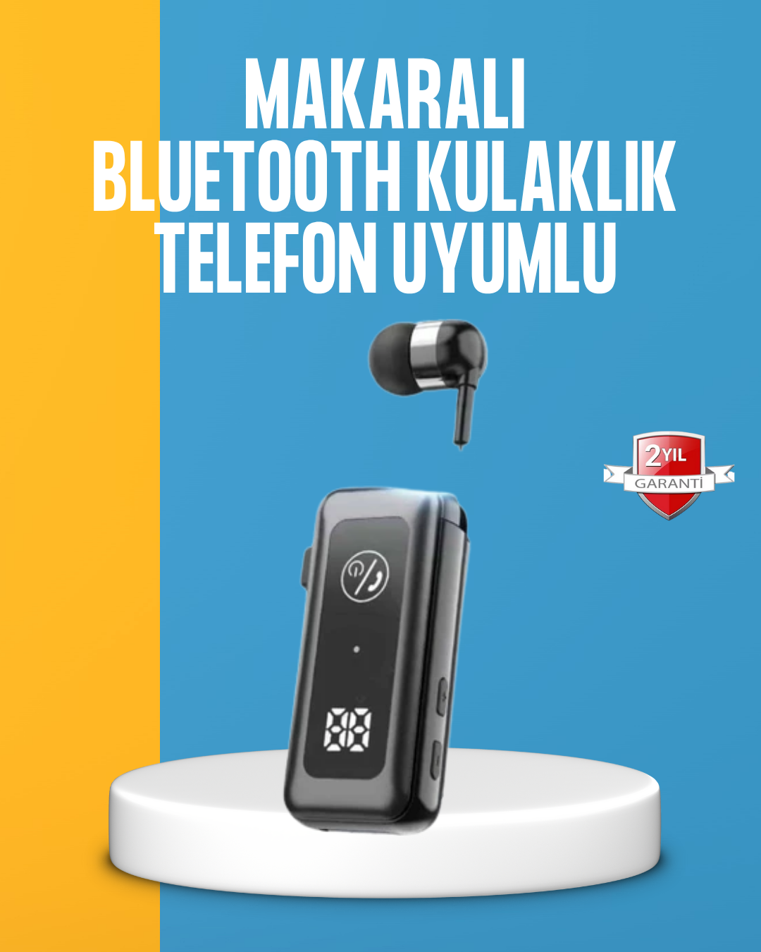 Dijital Ekranlı ve Hızlı Şarjlı Bluetooth 5.2 Makaralı Kulaklık