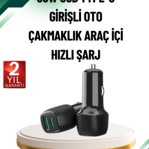 3A Güç Kapasiteli USB & Type-C Çakmaklık Şarj Adaptörü