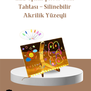 LED Aydınlatmalı Şeffaf Mesaj Tahtası – 30x20 cm Neon Etkili Yazılar İçin Tasarlandı