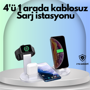 iPhone Apple Watch ve AirPods ile Uyumlu 4'ü 1 Arada Şarj Ünitesi – Tüm Apple Cihazları Tek Noktada
