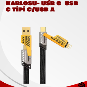 Dönüştürülebilir 4 Başlıklı Hızlı Şarj Kablosu – 1.2m 65W Dayanıklı ve Esnek Tasarım