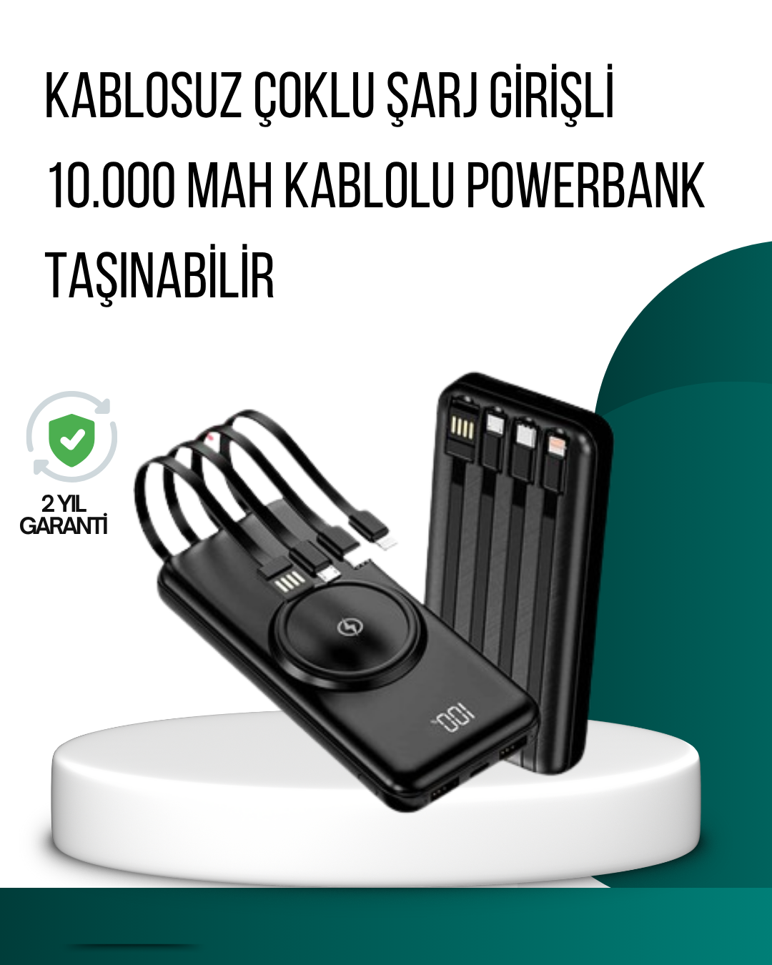 Kompakt Tasarım Güçlü Performans – 10000mAh Kablosuz Powerbank