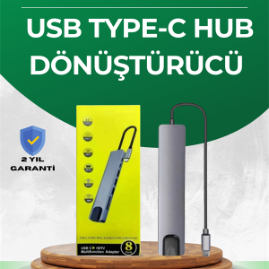 Type‑C Dönüştürücü – 2×USB3.0 SD/MS 4K HDMI & RJ45 ile Profesyonel Kullanım
