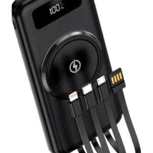 Kablosuz Çoklu Şarj Girişli 10.000 Mah Kablolu Powerbank Taşınabilir