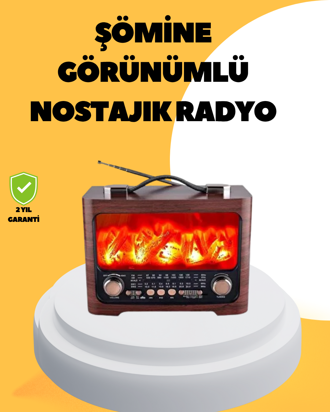 Taşınabilir Şömine Görünümlü Bluetooth Hoparlör – Solar Şarjlı Alev Işıklı 7W Ses