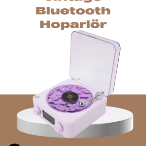 360° Sesli Kablosuz Hoparlör – Retro Tasarım ve Projektör Işığı