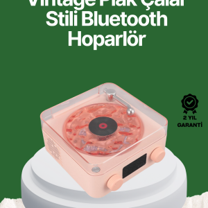 Vintage Tarz Bluetooth Hoparlör – Gece Işığı ve Zaman Göstergeli