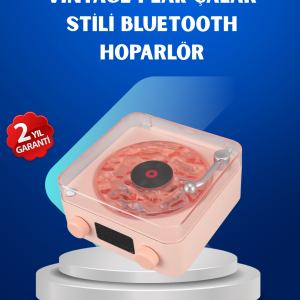 Retro Saatli Bluetooth Hoparlör – Gece Lambalı Kristal Ses Kalitesi