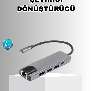 Alüminyum Kasalı MacBook USB-C Hub – 4K HDMI USB 3.0 SD/TF Kart Girişi PD Şarj Desteği