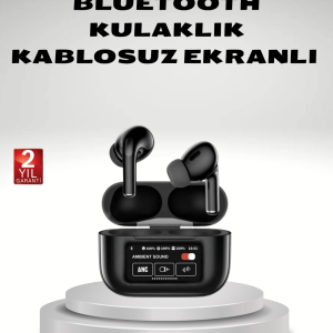 Aktif Gürültü Engelleme (ANC) Kablosuz Bluetooth Kulaklık – Dijital Ekranlı Dokunmatik ve Uzun Pil Ömürlü